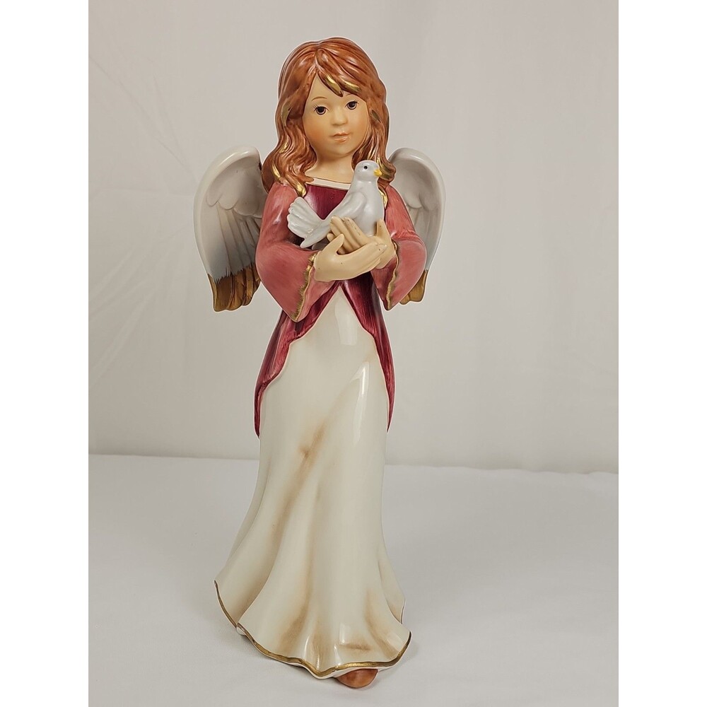Goebel Angel Figurine Holding Dove 13" Porcelain Statue Germany Style